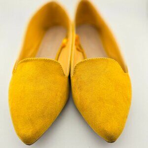 Madden Girl Jasmin Mustard Yellow Suede Pointed Toe Flats – Size 8.5